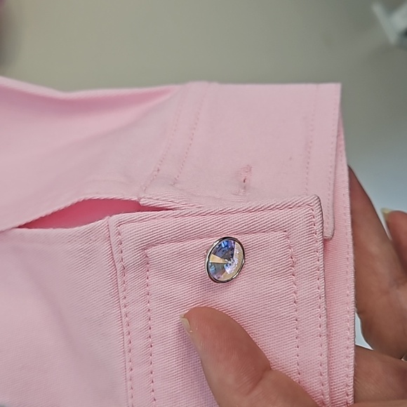 Milli Designs Pink Rhinestone Denim Jacket and Pants Set Medium - Picture 6 of 8